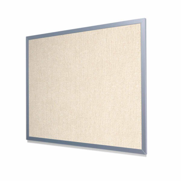 Type II Woven Vinyl Koroseal Linden II Latte Cork Board with Light Aluminum Frame